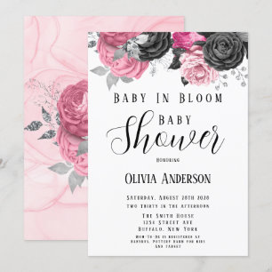 Invitation Bébé Rose De Luxe En Fleur Baby shower Invita