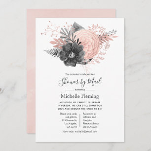 Invitation Bébé rose et charbon de bois ou Fête des mariées p