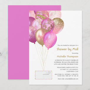 Invitation Bébé rose et or ou Fête des mariées par courrier