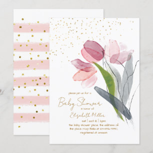 Invitation Bébé rose Fleur Dans Baby shower Fleur