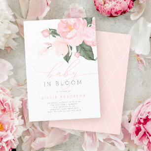 Invitation Bébé rose floral en fleurs fille douche en fleurs