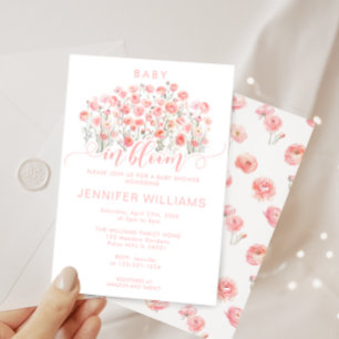 Invitation Bébé rose mignon en fleur Floral Baby Girl Douche
