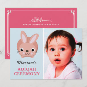 Invitation Bébé rose mignon fille photo Aqiqah