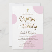 Bébé rose or fille Baptême 1er anniversaire