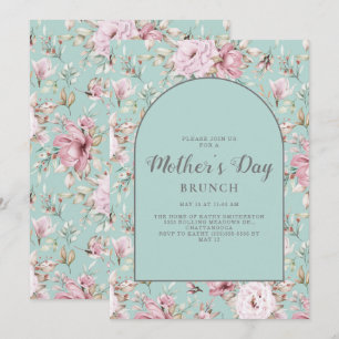 Invitation Bébé rose pâle Bleu Chic Fête des Mères Brunch