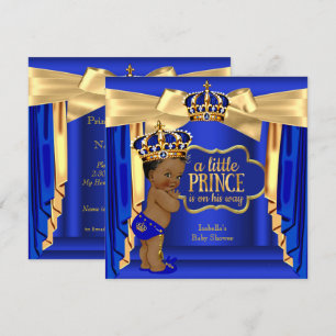 Invitation Bébé Royal Blue Prince Shower Ethnique Couronne d'