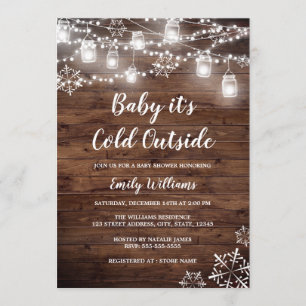 Invitation Bébé rustique il fait froid à l'extérieur Baby sho
