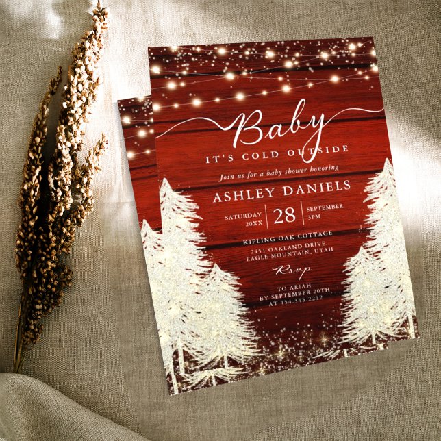 Invitation Bébé rustique Il fait froid dehors Baby shower (Créateur téléchargé)