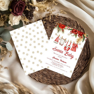 Invitation Bébé Santa Fête d'hiver Bébé Vêtement Baby shower