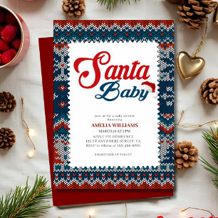Invitation Bébé Santa Rouge Mignon Fête de Naissance Mixte