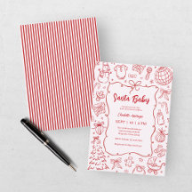 Bébé Santa Rouge Rose Fait Main Baby Shower de Fêt