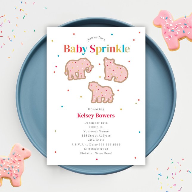 Invitation Bébé Saupoudrer Animal Cookies Fille Baby shower (Créateur téléchargé)