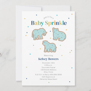 Invitation Bébé Saupoudrer Animaux Cookies Baby shower garçon