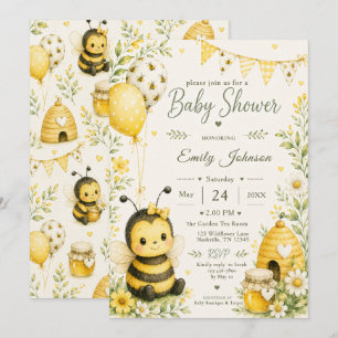 Invitation Bébé Shower Abeille