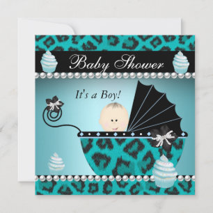 Invitation Bébé Shower Bébé Garçon Givre Cupcake Sarcelle