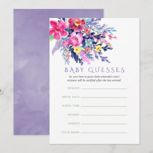 Invitation Bébé Shower floral aquarelle coloré bébé devine