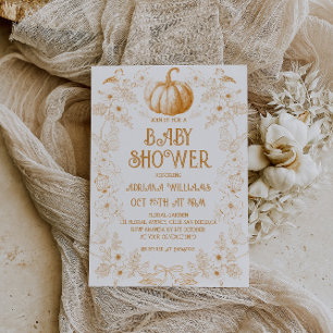 Invitation Bébé Shower Toile De Jouy Citrouille Automne