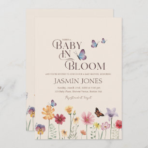 Invitation Bébé simple dans le Baby shower Fleur sauvage en f