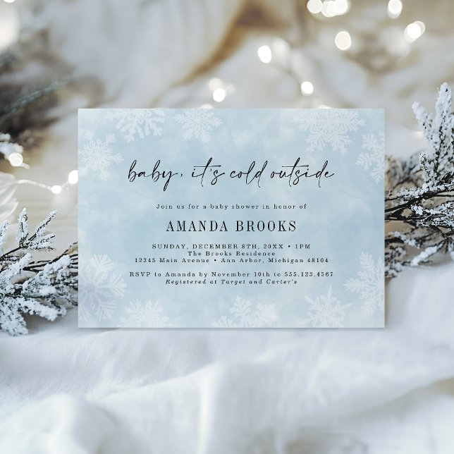 Invitation Bébé simple Il fait froid à l'extérieur du Baby sh (Créateur téléchargé)
