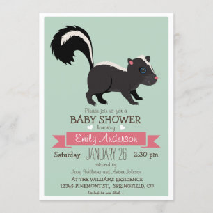 Invitation Bébé Skunk, Baby shower de bois ou arrosage