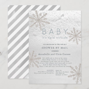 Invitation Bébé Snowflake Sa douche extérieure froide par cou