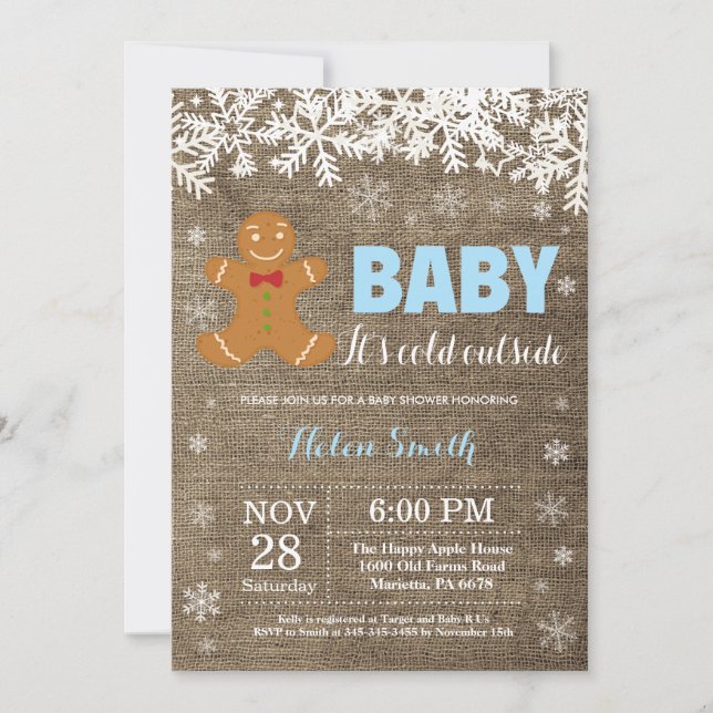 Invitation Bébé son Baby shower de pain d'épice froid (Devant)