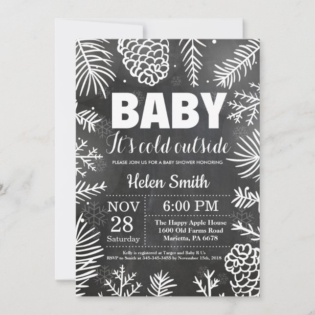 Invitation Bébé son Baby shower d'hiver froid (Devant)