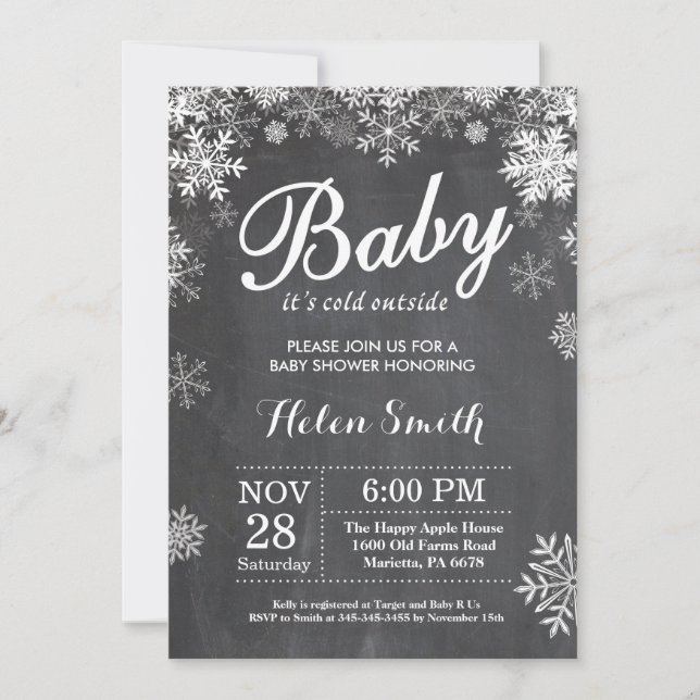 Invitation Bébé son Baby shower d'hiver froid (Devant)