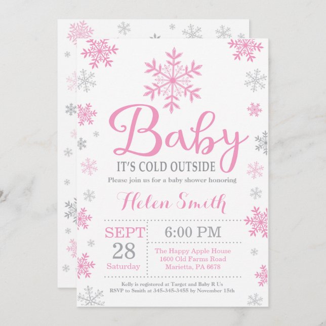 Invitation Bébé son Baby shower d'hiver froid (Devant / Derrière)