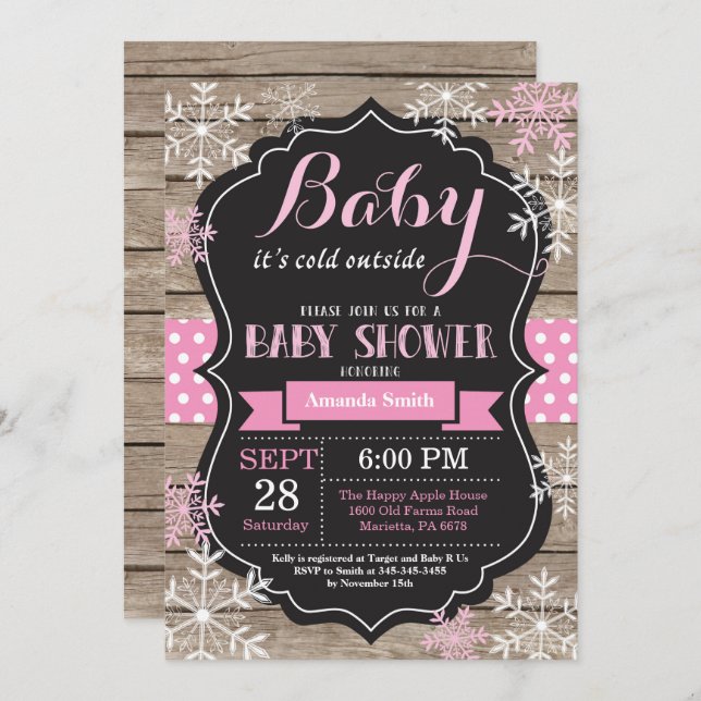 Invitation Bébé son Baby shower d'hiver froid (Devant / Derrière)