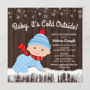 Invitation Bébé son Baby shower d'hiver froid à l'extérieur d