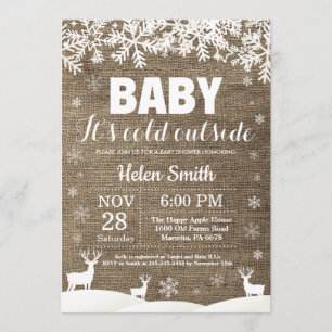 Invitation Bébé son Baby shower d'hiver froid à l'extérieur d