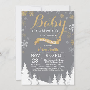 Invitation Bébé son Baby shower d'or froid à l'extérieur de l