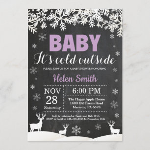 Invitation Bébé son baby shower extérieur froid de fille