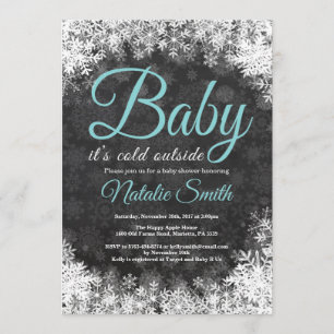 Invitation Bébé son baby shower extérieur froid de flocon de