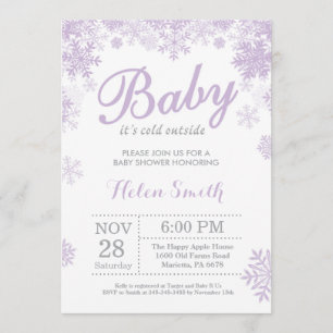 Invitation Bébé son baby shower extérieur froid de pourpre