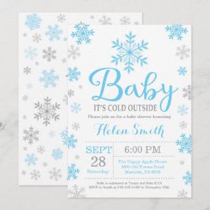 Invitation Bébé son baby shower extérieur froid d'hiver