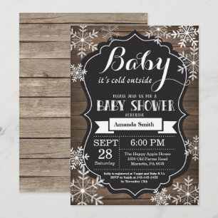 Invitation Bébé son baby shower extérieur froid d'hiver