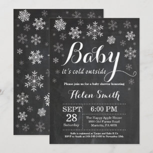 Invitation Bébé son baby shower extérieur froid d'hiver
