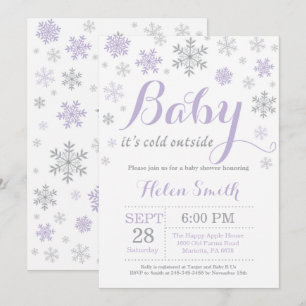 Invitation Bébé son baby shower extérieur froid d'hiver
