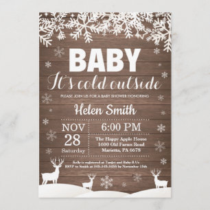 Invitation Bébé son baby shower extérieur froid d'hiver de