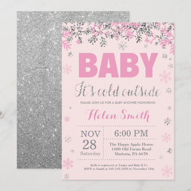 Invitation Bébé son Baby shower froid à l'extérieur de la fil (Devant / Derrière)