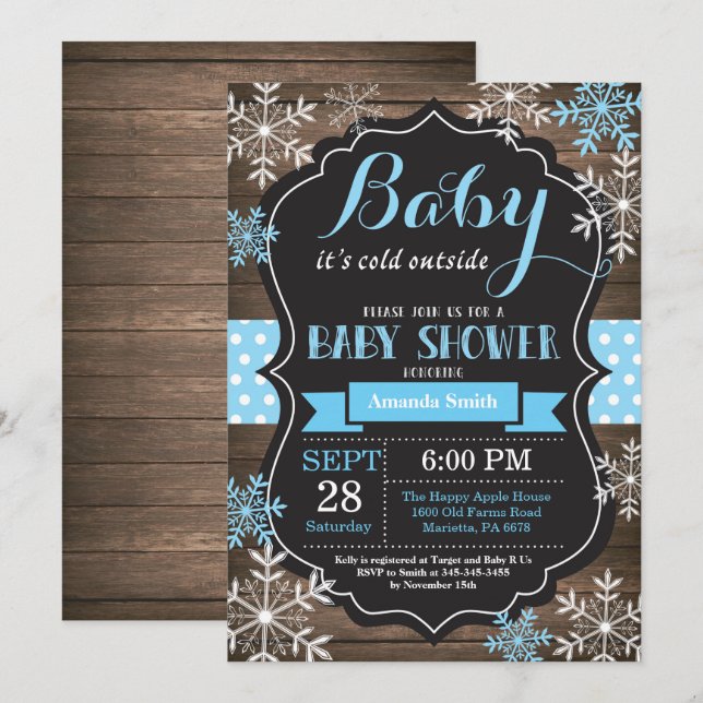 Invitation Bébé son Baby shower froid à l'extérieur de l'hive (Devant / Derrière)
