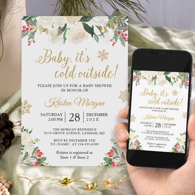 Invitation Bébé son Baby shower froid à l'extérieur de l'hive (With digital download, you can share it with your friends and family on social media or via email.)