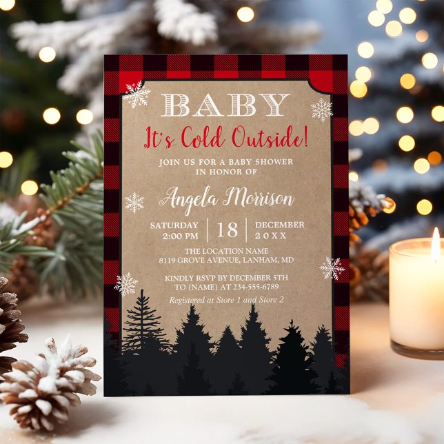 Invitation Bébé Son Baby shower Froid À L'Extérieur Rouge Pla (Créateur téléchargé)