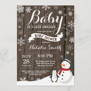 Invitation Bébé son baby shower rustique d'hiver d'extérieur