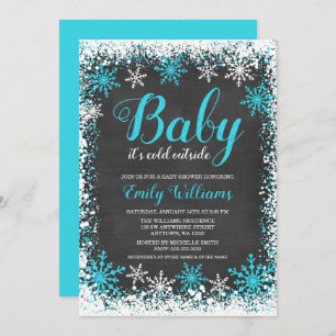 Invitation Bébé son baby shower turquoise extérieur froid