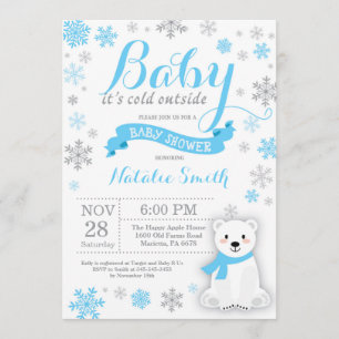 Invitation Bébé son bleu extérieur froid de baby shower de