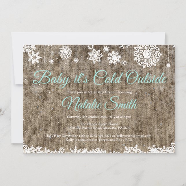 Invitation Bébé son froid à l'extérieur Baby shower d'hiver B (Devant)