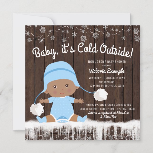 Invitation Bébé son froid à l'extérieur Baby shower Invitatio (Devant)